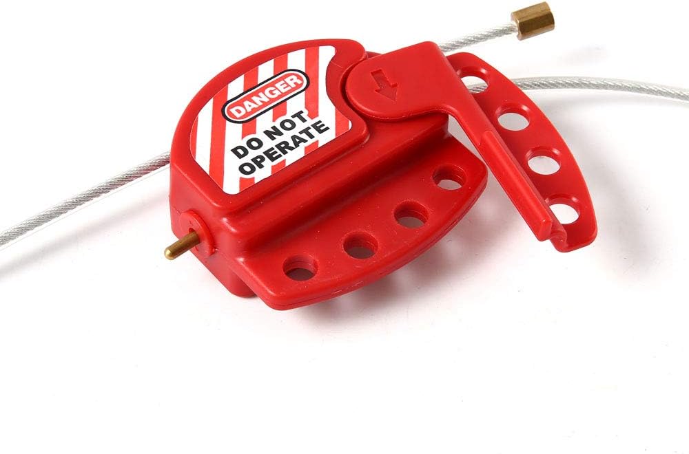 POFET Red Lockout Tagout Cable Lock. Adjustable Steel Vinyl Coated Cable Lockout for Lock Out Tag Out Applications. Works with Safety Loto Locks - Image 5