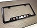 USA Patriotic Anodized Aluminum Thin Top | Narrow Top Car License Plate Frame with USMC | Marines - Black Insert with Free caps - Black