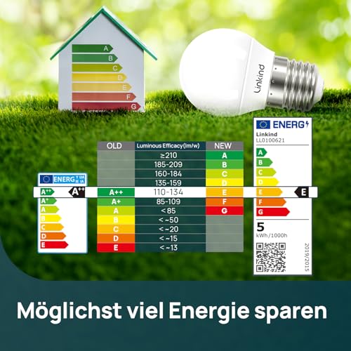 Linkind Dimmable E27 LED Golf P45/G45 Light Bulb, 4.2 W, Replaces 40 Watt, 2700 K Warm White Ball Lamp, 470 Lm, Energy Saving Bulb, Small P45, Pack of 6