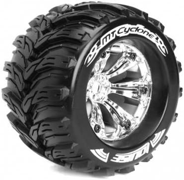 Louise RC #L-T3220CH Louise 1/8 Mt-cyclone Traxxas Style Bead 3.8 Monster Truck Sport Compound / Chrome Rim / 1/2 Offset (2pcs) for Front &amp; Rear for Traxxas E-Revo