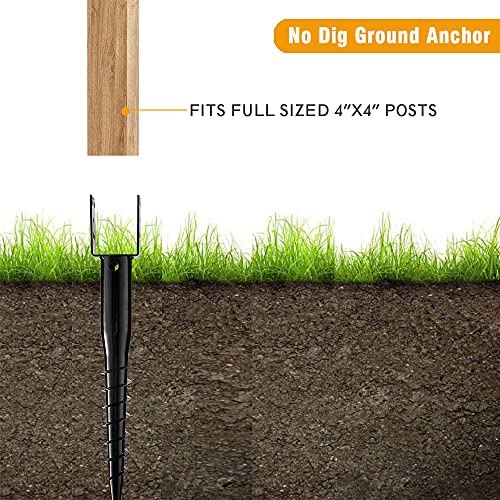 Kdgarden Premium No Dig Ground Anchor Black UModel Screw in Post Stake