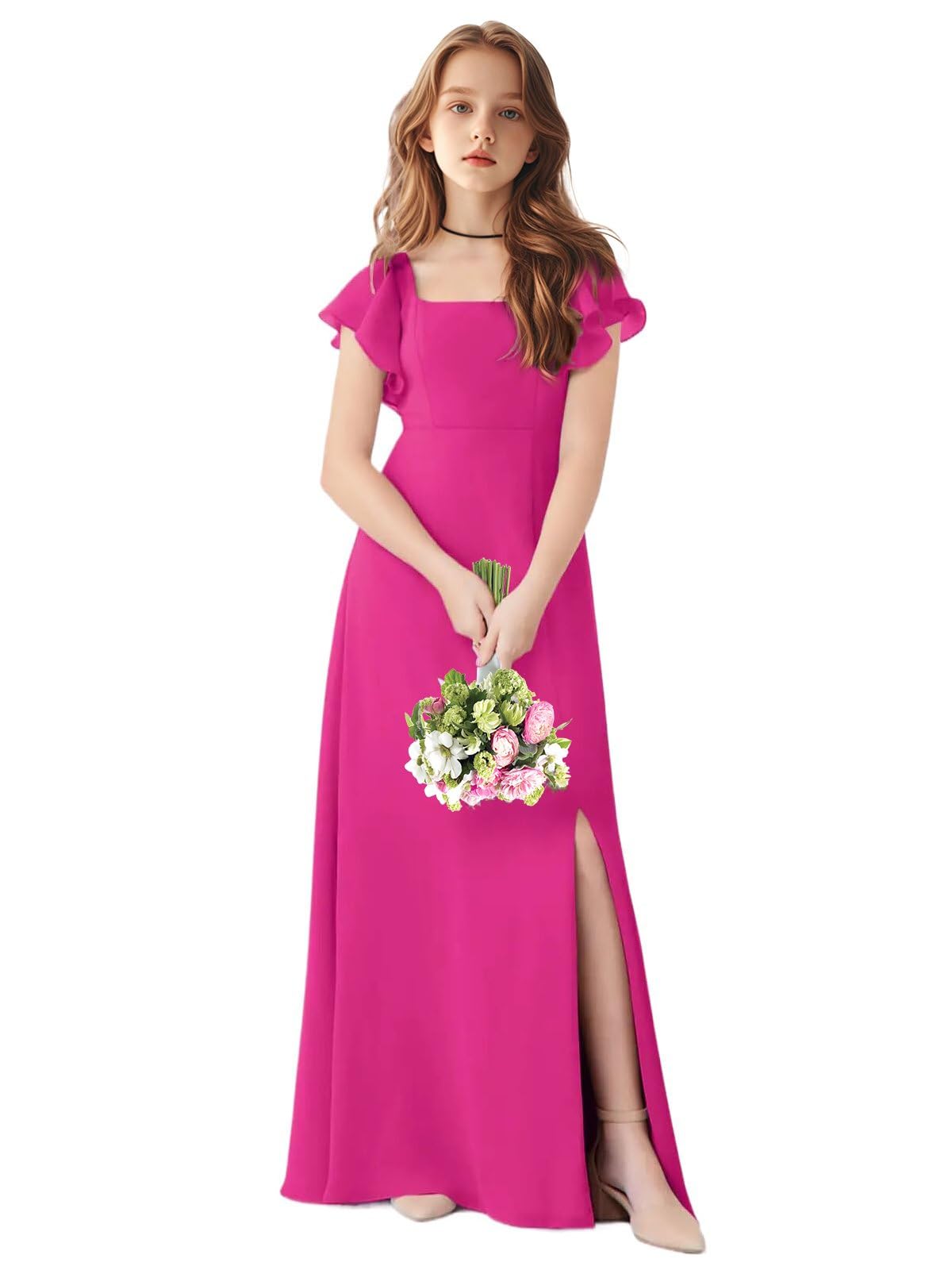 TAISHAN Junior Bridesmaid Dress for Wedding Ruffle