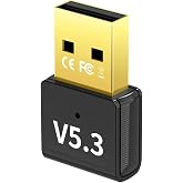 Bluetooth 5.3 USB Adapter for PC, Mini Bluetooth Dongle for Desktop Laptop, Plug &amp; Play Wireless Receiver for Windows 11/10/8.1/7, Supports Keyboard Mouse Headphones Speakers