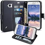 S6 Active Case, LK Galaxy S6 Active Wallet Case, Luxury PU Leather Case Flip Cover with Card Slots & Stand For Samsung Galaxy S6 Active, BLACK
