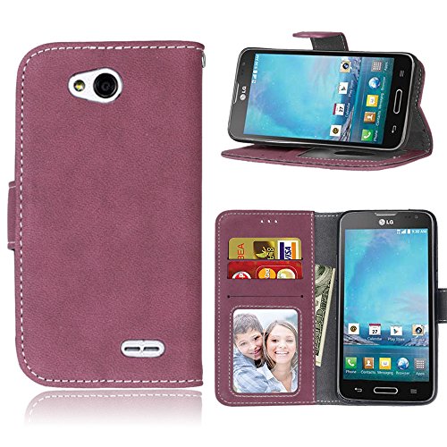 L90 Case, LG Optimus L90 Case, Lwaisy [Kickstand Feature] [Cash Pocket] [Scrub Series] Premium PU Leather Wallet Flip Phone Protective Case Cover for LG Optimus L90 D415 - Rose Red