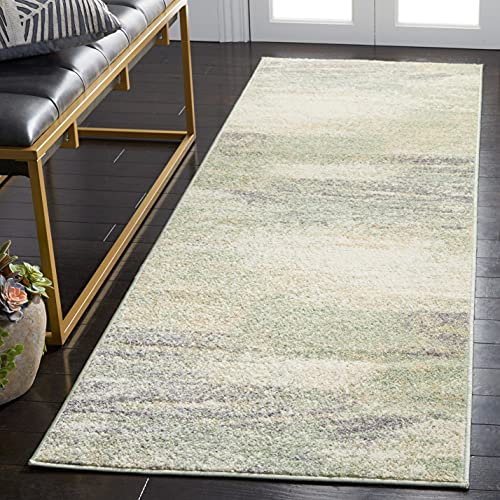 SAFAVIEH Adirondack Collection Area Rug - 2'6" x 22', Ivory & Sage, Modern Abst…