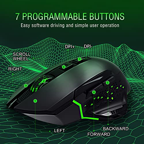 GTRACING Computer Mouse, 7200 DPI Adjustable, 7 Programmable Buttons, RGB LED Lighting, Gamer Ergonomic Comfortable Wired Gaming Mouse Gt791