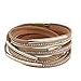 Bfiyi Leather Wrap Bracelet Women Prime Handmade Bangle Cuff Wristband Gold Tube Bracelet with Multilayer Wrap for Teen Girls, Wife