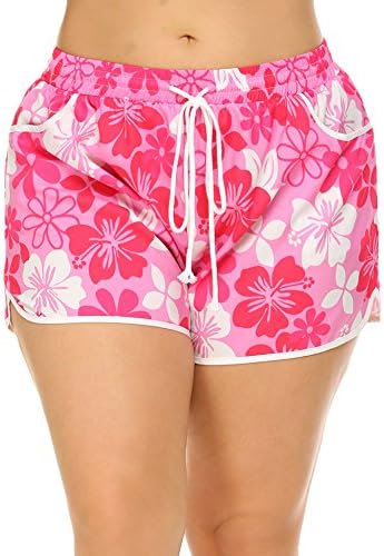 Vestyle Women's Plus Size Quick Dry Boardshort Bathing Suits Swimming Trunks Tropical Volley Beach Shorts