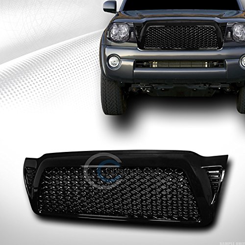 R&L Racing Glossy Black Finished Dragon Style Mesh Front Hood Bumper Grill Grille Cover 2005-2011 For Toyota Tacoma