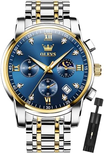 OLEVS Mens Watches Chronograph Business Dress Quartz Stainless