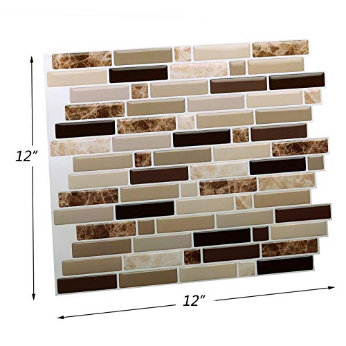 12" x 12" Peel and Stick Self Adhesive Kitchen Backsplash,Stick On Tile Backsplash for Kitchen & Bathroom(10 Sheets)
