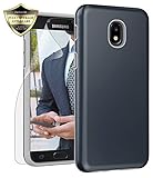 Galaxy J3 Orbit/ J3V J3 V 3rd Gen/Express Prime 3/ J3 Star/ J3 Achieve/Amp Prime 3/ J3 Aura/Sol 3 Case, Androgate Hybrid Matte Cover Case with Screen Protector for Samsung Galaxy J3 2018, Dark Blue