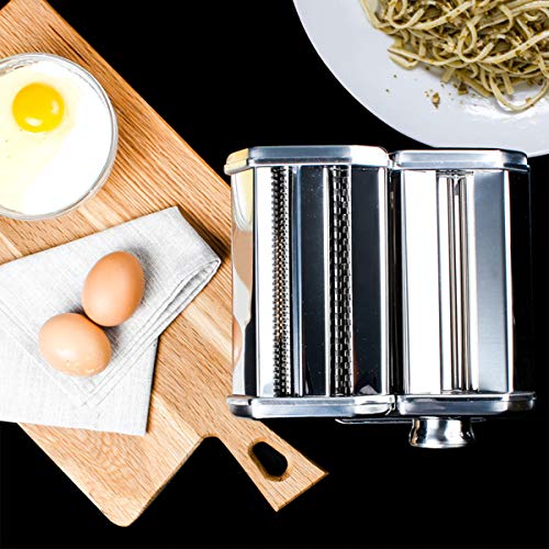 Pasta Maker, Manual Hand Crank Pasta Machine, Washable Stainless Steel
