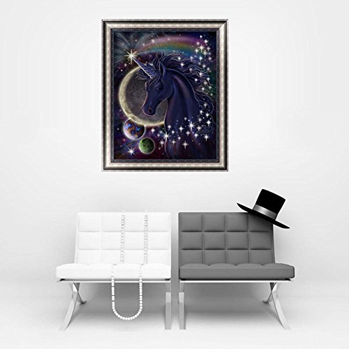 Chige DIY 5D Diamond Painting Kit, Cross Stitch Craft Kits Rhinestone Embroidery Wall Stickers Pasted Picture Drawing for Living Room Craft Home Wall Decor (Unicorn - 2)