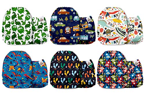 Mama Koala One Size Baby Washable Reusable Pocket Cloth Diapers, 6 Pack with 6 One Size Microfiber Inserts (Thrilled Zone) - Thumbnail 7