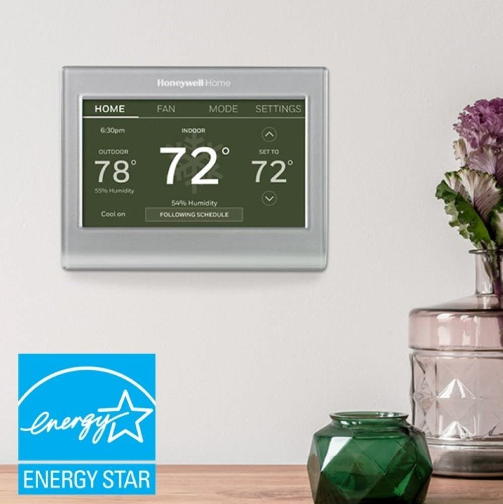 Honeywell Home RTH9585WF1004 Wi-Fi Smart Color Thermostat, 7 Day Programmable, Touch Screen, Energy Star, Alexa Ready, Gray - View 8
