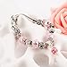 Morenitor Beaded Bracelet Handmade Carved Sterling Silver Plated Snake Chain Charms Bracelet Valentine's Day Jewelry Gifts for Her, 19.5cm (Pink)
