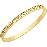 555Jewelry Stainless Steel Hinged Chain Pattern Bangle Bracelet for Women & Men