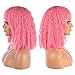 eNilecor Women Short Bob Fluffy Hair Full Wigs with Bangs Heat Resistant Kinky Straight Custom Cosplay Party Wigs (Pink)
