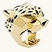 EVER FAITH Gold-Tone Leopard Man Woman Cocktail Ring Green Zircon Eyes - 7