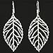 925 Sterling Silver Floral 3D Filigree Hollow Leaf Hook Drop Dangle Earrings