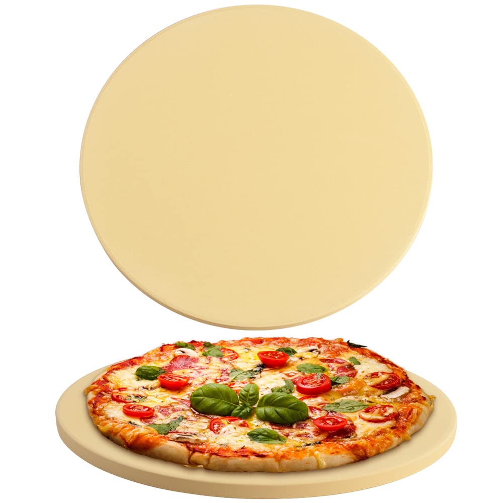 homEdge Pizza Stone Set, Heavy Duty Round Cordierite Baking Stone for Bread, Pizza, Thermal Shock Resistant Cooking Stone -38 cm (Diameter)