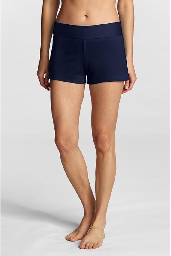 Lands' End Women's Regular SwimMates Solid Coverup Shorts, 8, Deep Sea