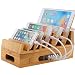 BEEBO BEABO Large Bamboo Multi Devices Charging Station Dock Organizer Desk Docking Rack Station Storage Container for Watch Phone Tablet(7-Slot Natural Bamboo)