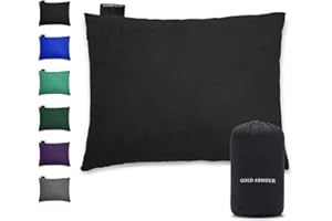 Gold Armour Camping Pillow Memory Foam - Compact Compressible Backpacking, Hammock, and Travel Pillows for Kids and Adults - Essential Outdoor & Camping Gear (Small 12 x 16in, Black)