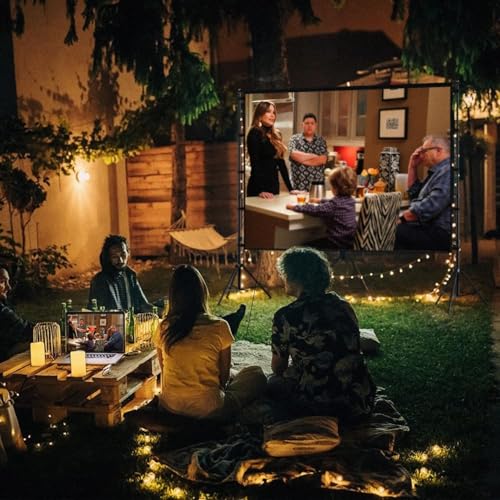 Hcosmy Projector Screen with Stand,100/120/150 inch Outdoor Projector Screen Portable Indoor Projection Screen 16:9 4K Rear Front Movie Screen with Carry Bag for Home Backyard Theater (150 inch)