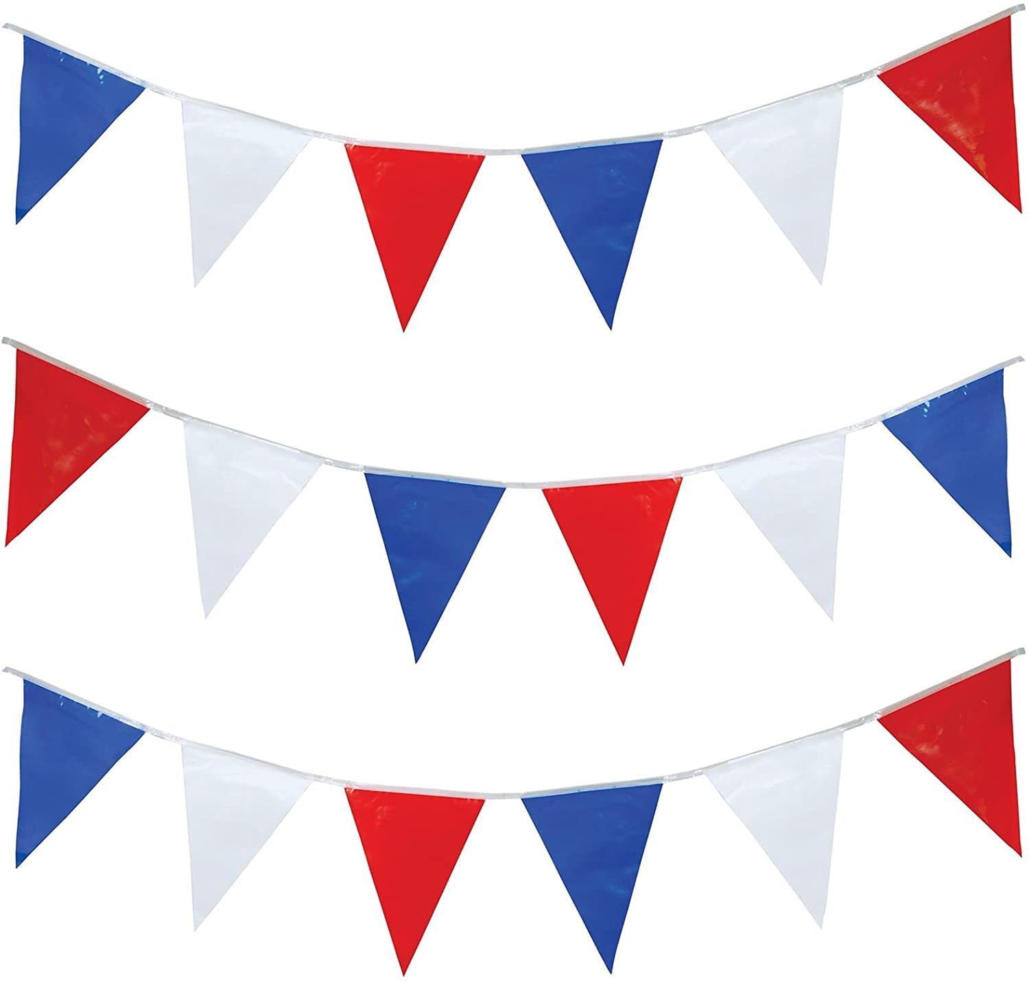40M/80 Flags Red White and Blue Bunting Garland King’s Coronation Union Jack French Banner Pub BBQ Royal Events Support Party Decorations