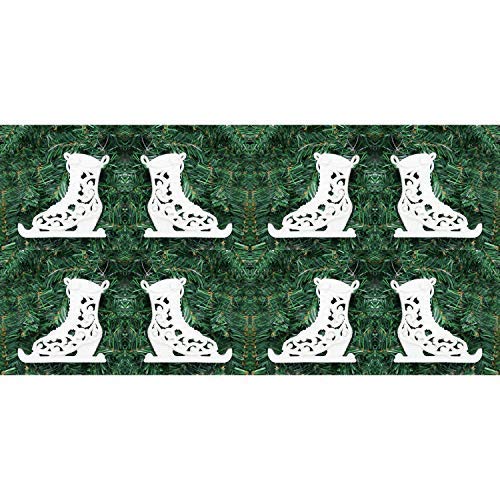 Robelli Christmas Tree Hanging Pendant Ornament Decorations (8 x White Ice Skates)