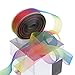 MOLSHINE 50yd x 1 inch Rainbow Organza Ribbon,Shimmer Sheer Iridescent Colors Ribbons,Chiffon Fabric- (Deep Rainbow) (1
