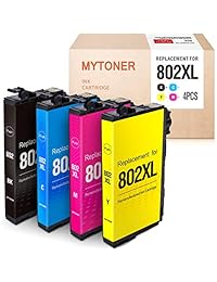 MYTONER Remanufactured Ink Cartridge Replacement for Epson 802 802XL T802XL T802 High Yield Ink for Workforce Pro WF-4720 WF-4730 WF-4734 WF-4740 Printer Ink(Black, Cyan, Magenta, Yellow, 4-Pack)