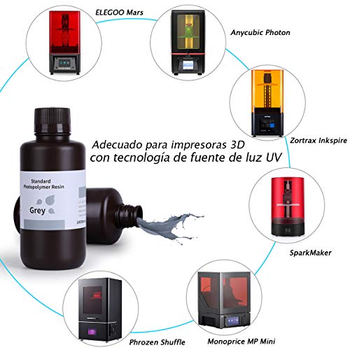 ELEGOO-LCD-UV-405nm-3D-Resina-Rpida-para-LCD-Impresora-3D-1000g-Fotopolmero-Resina-Gris