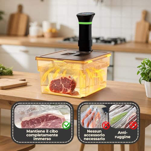 Sous Vide Container with Lid and Built-in Grill Double Opening Design Allows 11L Grey Sous Vide for Most Sous Vide