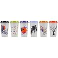 Starbucks Fall 2022 Reusable Plastic Hot Cups with Lids Glow in the Dark Halloween 6 cups 16 oz each