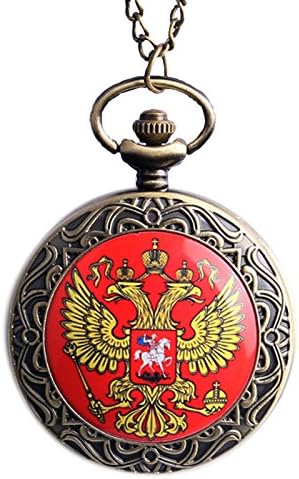 Inspire Jewelry Vintage Bronze New Russia'S Double-Headed Eagle Quartz Pocket Watch Men Women Russia Style Pendant Watches