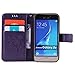 Harryshell J1 2016 Case, Galaxy Amp 2 Case, Galaxy Express 3 Case, (TM) Cave Tree Cat Wallet Flip Leather Case Cover with Card Slot & Wrist Strap for Samsung Galaxy J1 2016 / Amp 2 / Express 3 Purple