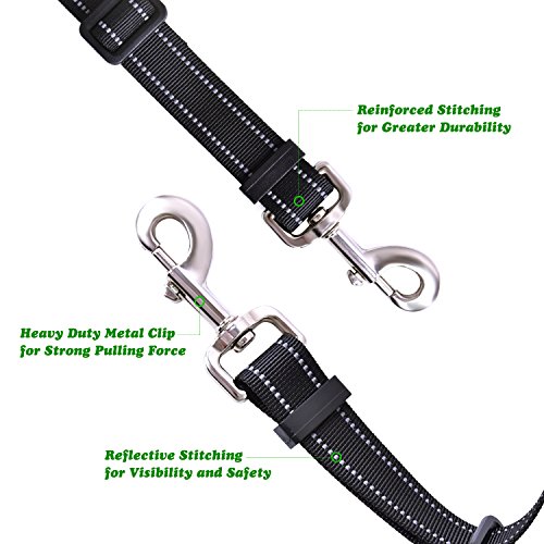 Double Dog Leash Coupler,Adjustable Heavy Duty Dual Dog Leash Splitter Strong for Medium Large Dogs Walking & Training,360°Swivel No Tangle Reflective Dog Leash with Two Comfortable Padded Handle