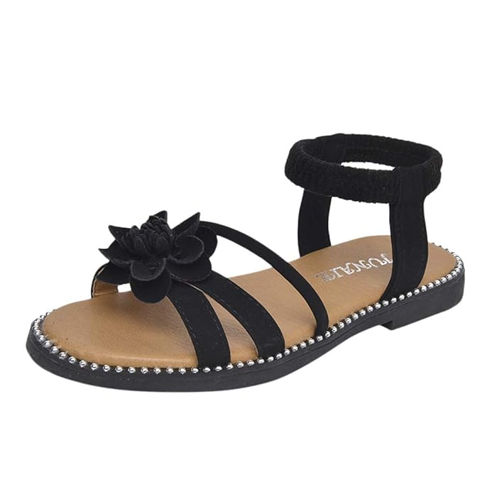 LILIHOT Kinder Sandalen Mädchen Blumen Freizeitschuhe Bogen Prinzessin Schuhe Perle Kristall einzelne Schuhe weiche untere Hä