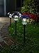 Set of 4 Solar Garden Path Lights, Glass and Powder Coated Cast Aluminum Metal, 6 Bright LEDs per Light 50 Lumens Output per LED, Easy No Wire Installation, Outdoor All Weather, Bronze