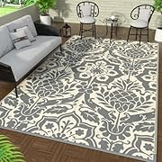 GENIMO Outdoor Rug , 6x9ft Waterproof Reversible Small Plastic Straw Mat ,Area Rugs for Patio Clearance ,RV Rug for Outdoor Decor ,Deck , Camping ,Picnic ,Porch ,Camper ,Grey&amp;Beige