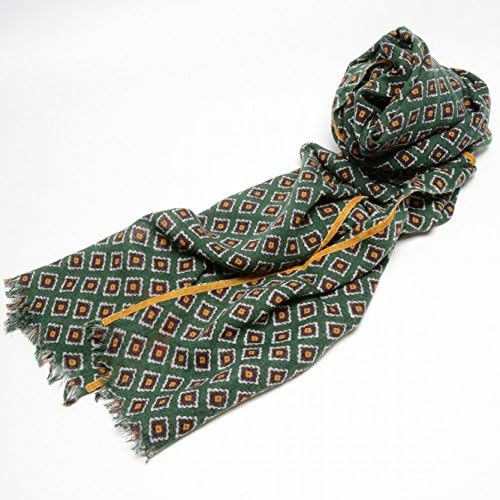 Amazon アルテア ストール マフラー メンズ レディース 秋 冬 春 3シーズン ウール 100 グリーン イエロー ブラウン 小紋柄 総柄 イタリア ブランド おしゃれ イタリア製 並行輸入品 ストール マフラー 通販