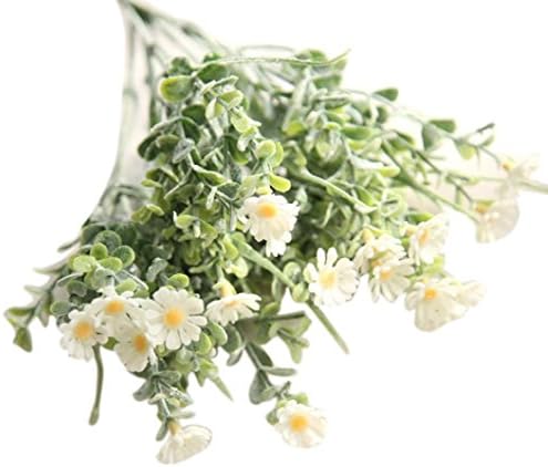 Xiting Small Artificial Yellow Spring Flowers Fake Plastic Greenery Plants Shrubs for Indoor Outdoor Table Home Garden Patio Veranda Decorations (White)