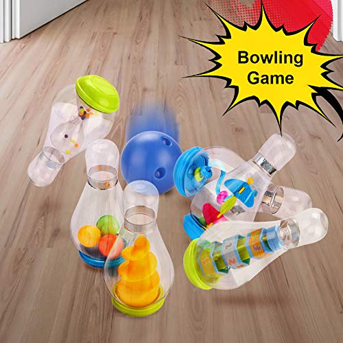 Bowling Set for Kids, Bowling Games with 6 Pins and 1 Ball Bowling Sports Early Development Toy Gifts for Toddlers Children Boys Girls Indoor Outdoor Lawn