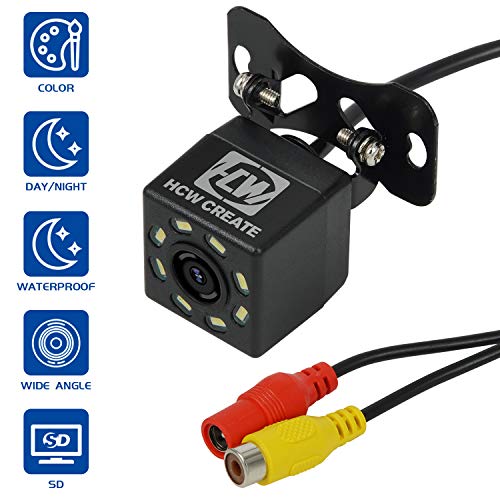 HCW CREATE Car Rearview Vehicle Backup Camera,8LED Nigh Vision Lights 170º, Waterproof IP68 for All Cars