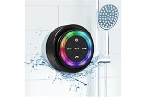 XLeader, Upgraded, Pro Shower Speaker, Certified IPX7 Waterproof Bluetooth Speaker, with Lights, Suction Cup, Hook, Built-in 