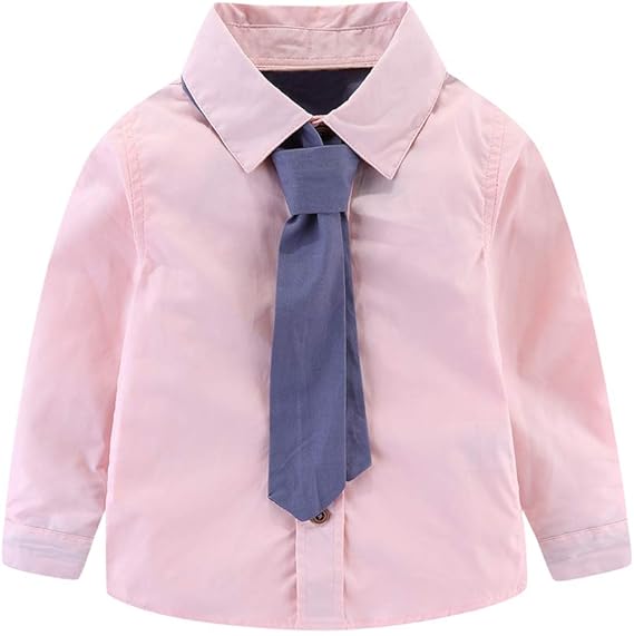 Amazon Littlespring ネクタイ付き シャツ キッズ フォーマル ワイシャツ 長袖 ｙシャツ 男の子 ピンク 100 シャツ 通販